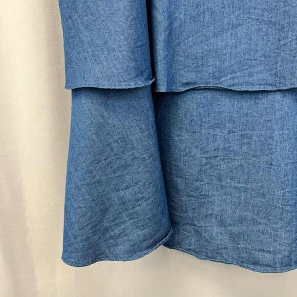 143 Story By Line Up Womens Blue Layered Ruffled Top V Neck Sleeveless Small - Picture 5 of 10